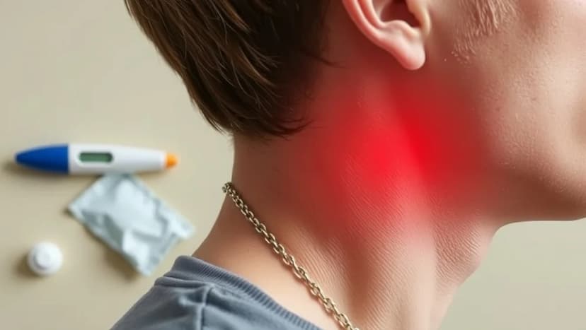 Ont i örat och halsen på ena sidan