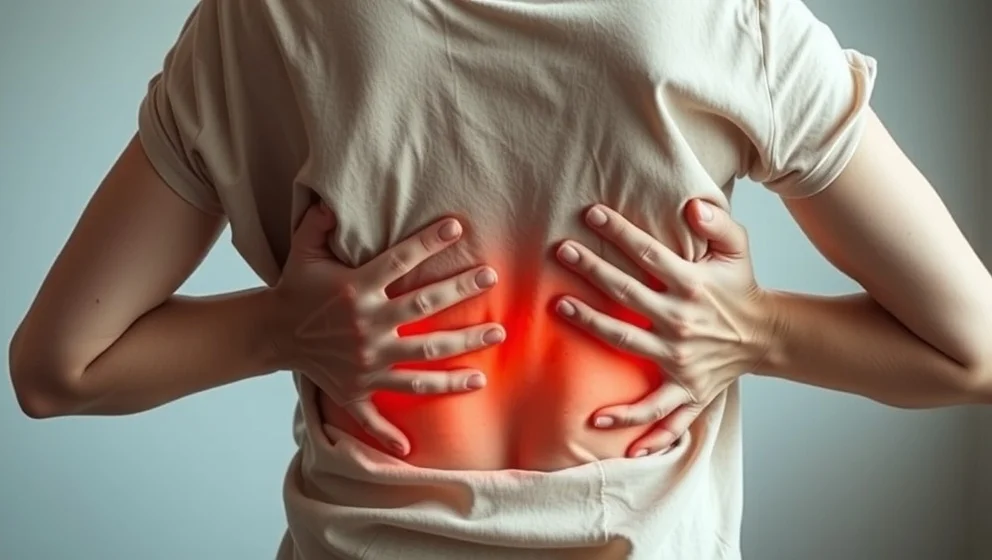 Ont i sidan av ryggen vid revbenen